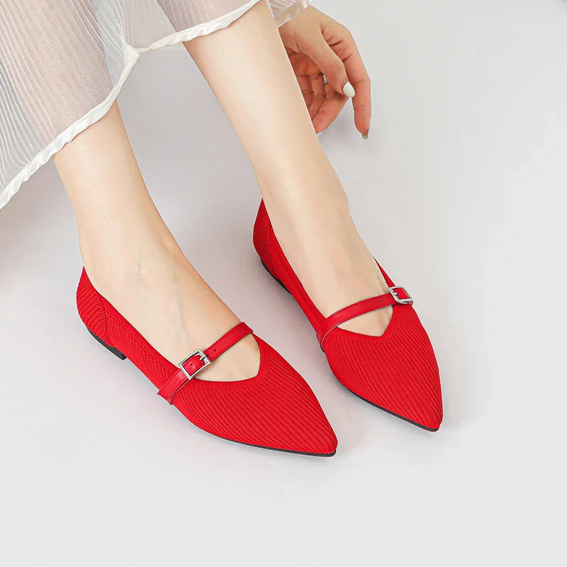 2024 Women's Flat Shoes – Pointed Toe Soft Knitted Sole, Breathable & Comfortable Spring and Autumn New Model