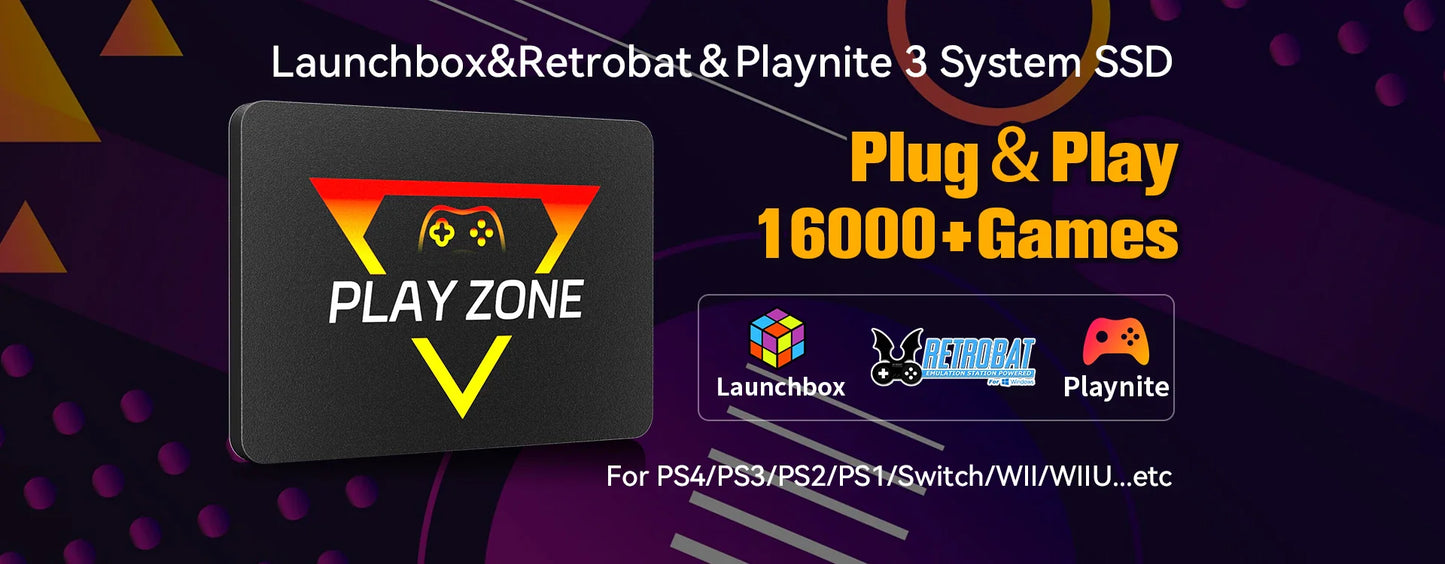Launchbox 500GB Gaming Hard Drive Emulator for PS4, Switch, GameCube, PS3, PS2, Wii, WiiU with 3700+ 3D & AAA PC Games