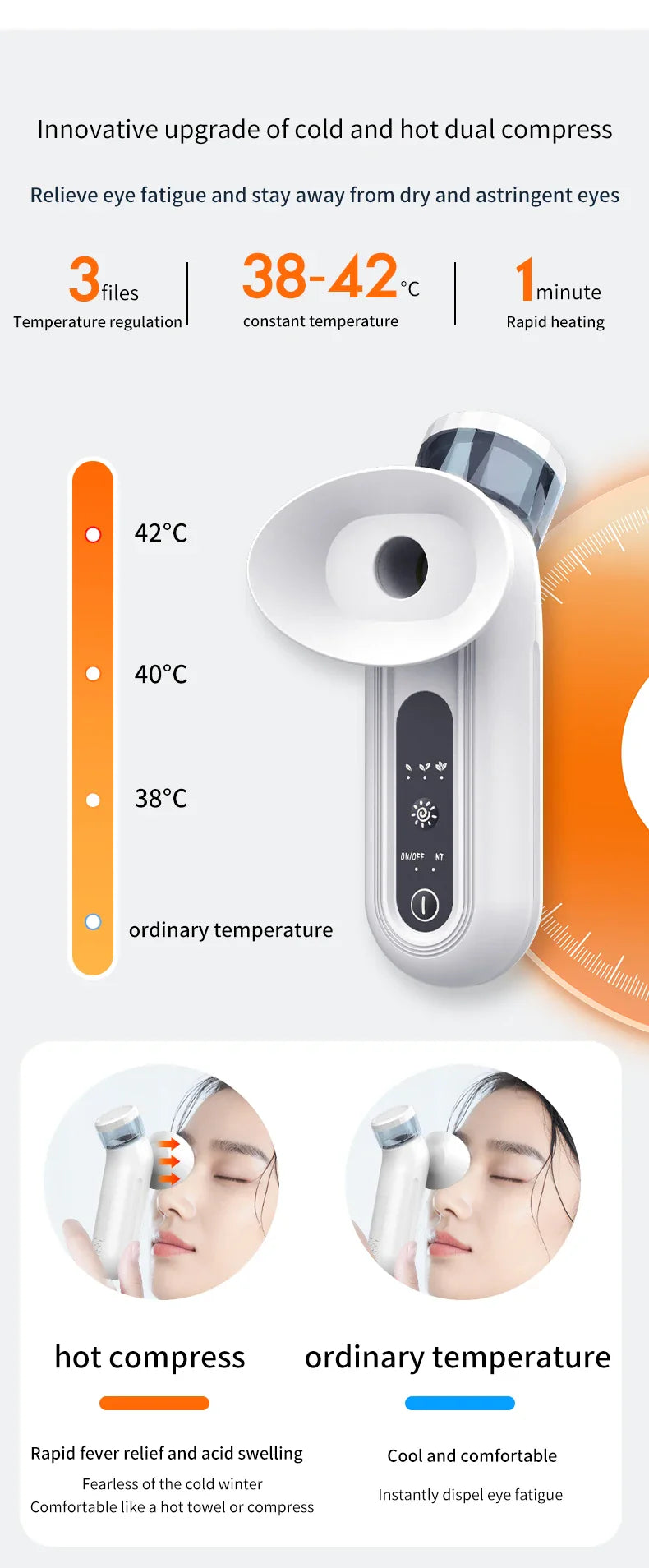 Portable Hot & Cold Eye Mist Sprayer – Nano Hydrating Steam Compress for Eye Care & Fatigue Relief