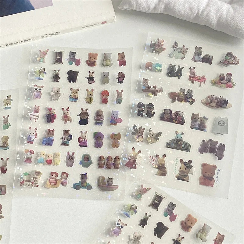 6pcs/10pcs Y2K Glitter Laser Stickers – Cute Random Phone, Camera, Luggage & Journal Stickers, Kawaii Decoration Gift