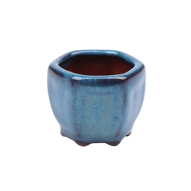 Mini Chinese Style Ceramic Bonsai Pot – Breathable Succulent Planter with Drainage Holes for Home