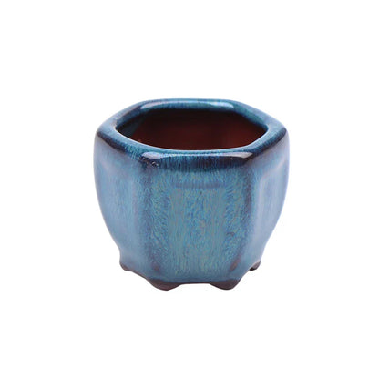 Mini Chinese Style Ceramic Bonsai Pot – Breathable Succulent Planter with Drainage Holes for Home