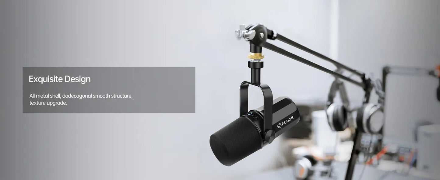 FDUCE SL40X/SL40 Dynamic Microphone — Metal Headset with Sound Insulation, Ideal for Podcasts, Live Broadcast & Gaming