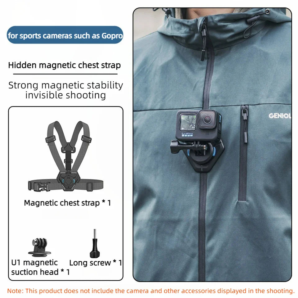 SUREWO Magnetic Quick Release Chest Strap Mount – Action Camera Bracket for GoPro 13/12/11 & DJI Action 5/4 Pro Accessories