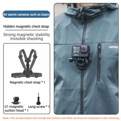SUREWO Magnetic Quick Release Chest Strap Mount – Action Camera Bracket for GoPro 13/12/11 & DJI Action 5/4 Pro Accessories