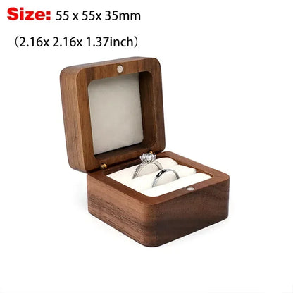 Personalized Walnut Wooden Ring Box - Custom Name Engagement & Wedding Anniversary Gift