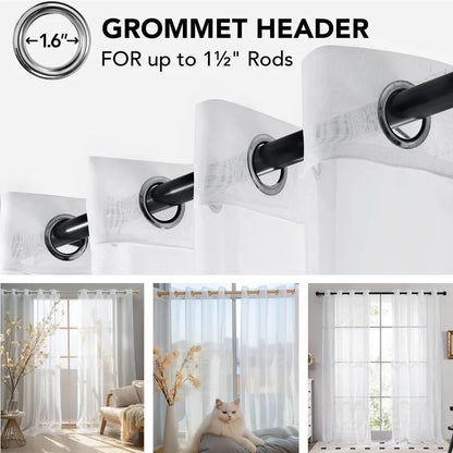 Shading Solid White Sheer Curtains - Modern Tulle Voile Organza for Living Room and Kitchen Window Decoration