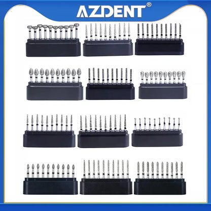 AZDENT Dental Diamond Burs Kit – Multiple Models with Black Storage Box for High-Speed Handpiece