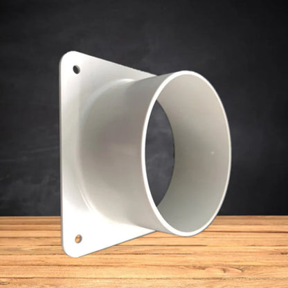 White Air Vent Duct Connector Flange – Straight Square Bottom Pipe for Easy Ventilation Duct Installation