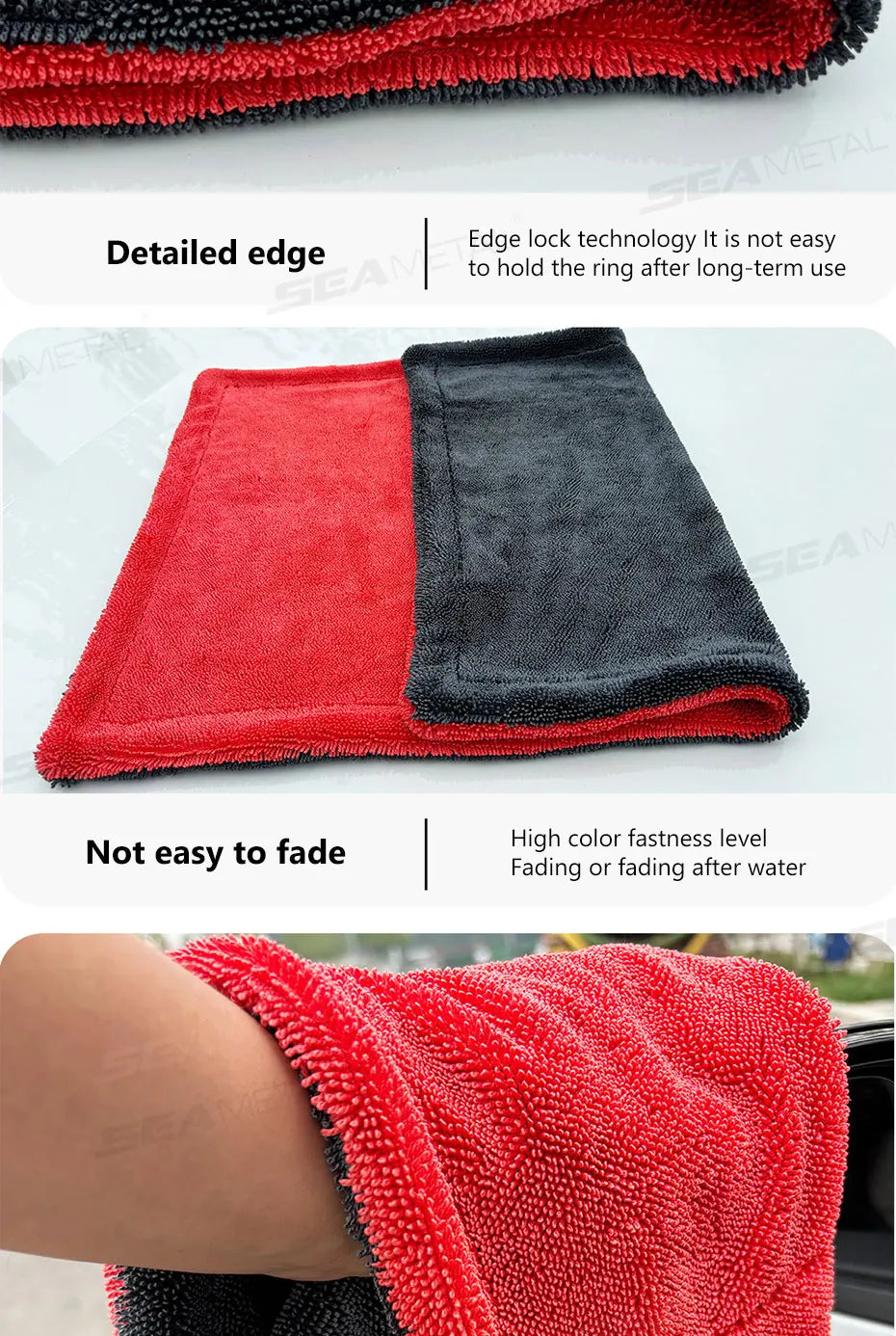 SEAMETAL 1200GSM Microfiber Car Towel – Ultra-Soft Heavy-Duty Drying & Detailing Cloth