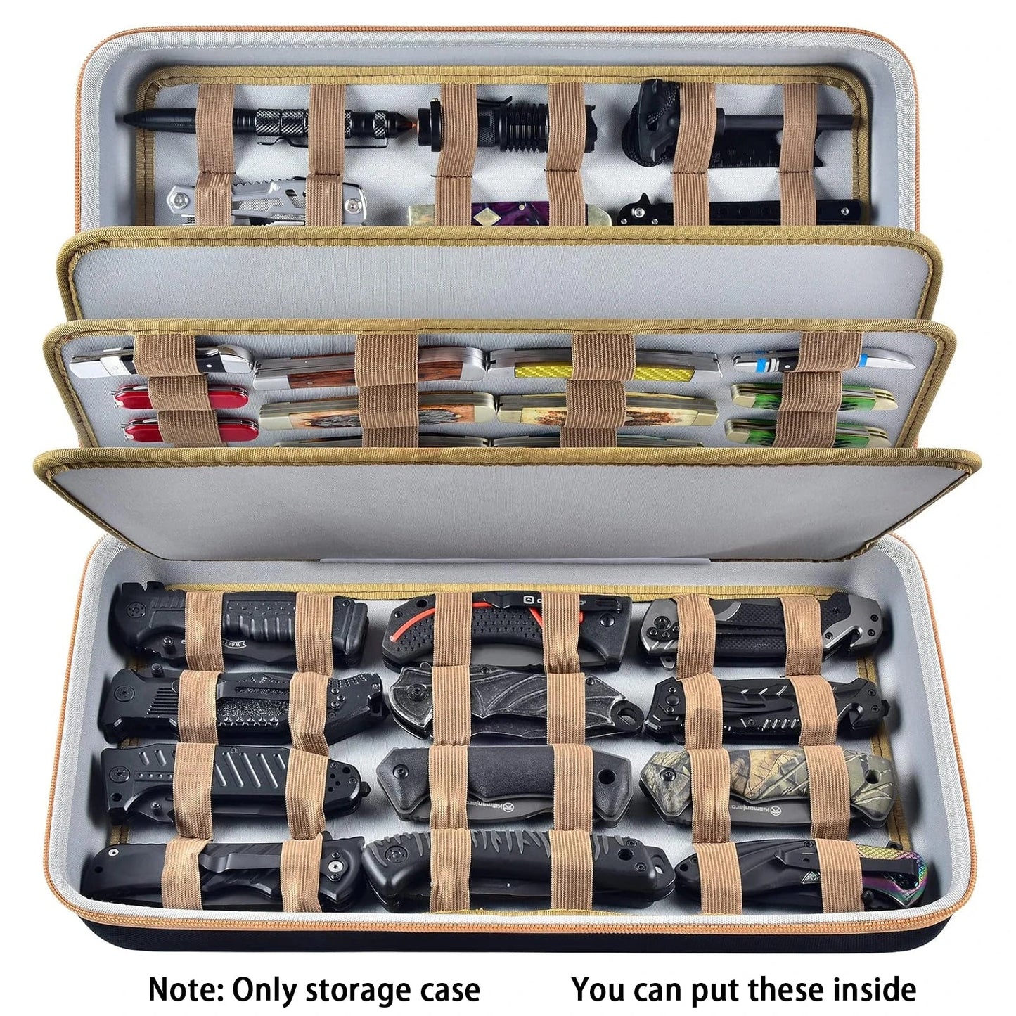 Knife Display Case – Storage Box for 64+ Pocket & Folding Knives, Butterfly Knife Organizer Holder for Collection