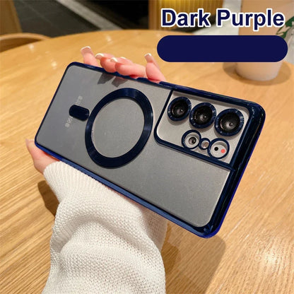 MagSafe Magnetic Plated Phone Case - 4K Glass Full Camera Protection Cover for Samsung Galaxy S24 Ultra S23 FE S22 Plus S21 Series