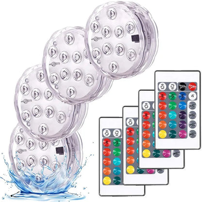 10LED RGB Submersible LED Light – Battery Operated Underwater Night Lamp for Pool, Garden, Wedding & Vase Decorations