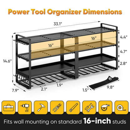Heavy Duty Power Tool Organizer — 4-Layer Wall Mount Drill & Garage Storage Rack