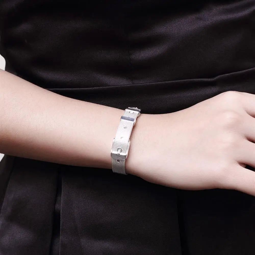 925 Sterling Silver Watchband Chain Bracelet — Luxury Jewelry for Women, Wedding & Party Gift