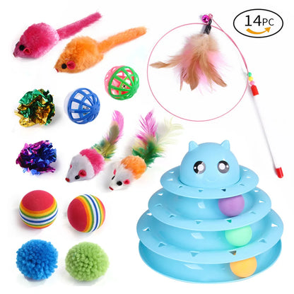 20-Piece Cat Toy Set - Interactive Kitten Toys with Feather Wand, Sisal Mouse, Bell & Balls