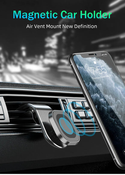 Magnetic Car Phone Holder - Air Vent Clip Mount with 360° Rotation for Xiaomi, iPhone 14, Samsung, & Other Cell Phones