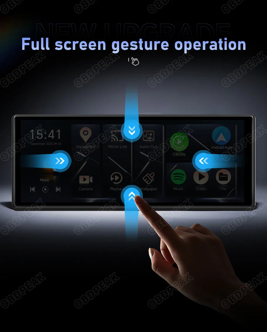 K60 Pro 11.3" Dash Cam — Android 14 AI Screen with 4G+64G, WiFi, GPS, CarPlay & Android Auto Rearview Mirror Recorder