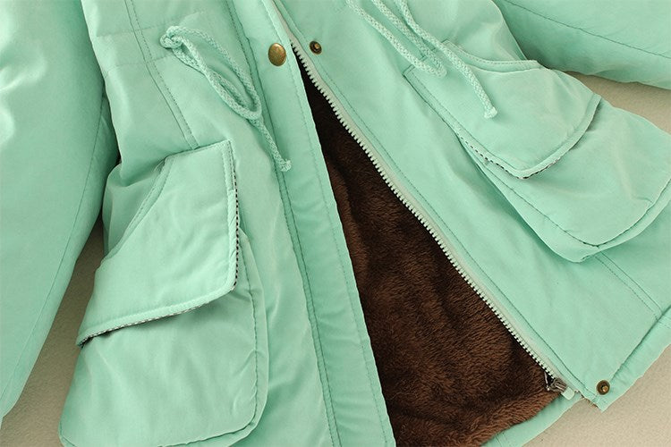 2024 Women's Winter Cotton Jacket – Slim Fit Hooded Parka, Embroidered Padded Warm Casual Overcoat
