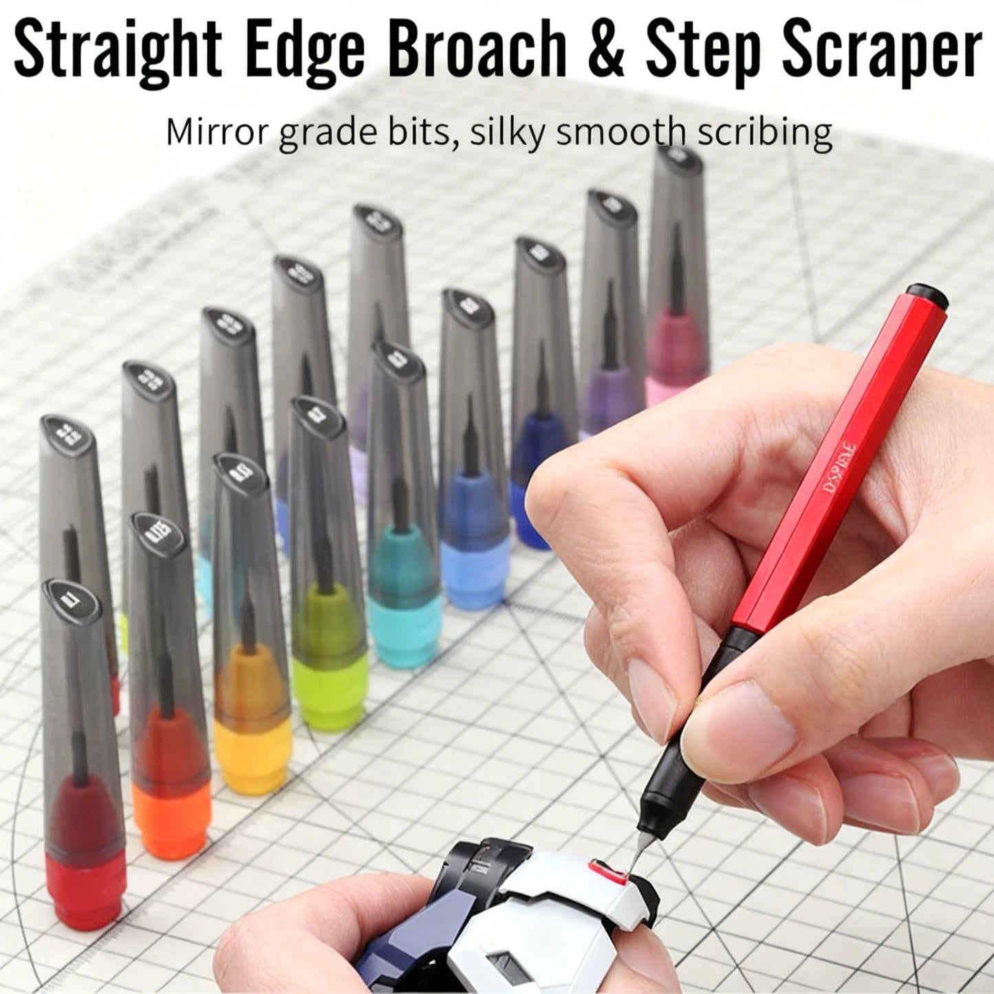 DSPIAE ZPB/GS Series Ultra Precise Scribing Tool – Straight Edge Broach & Step Scraper for Gunpla Model Detailing, Hobby DIY Craft Tool