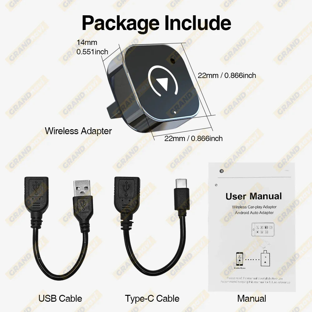 2-in-1 Wired to Wireless CarPlay & Android Auto Adapter — USB Plug & Play with Bluetooth for OEM Car Stereo
