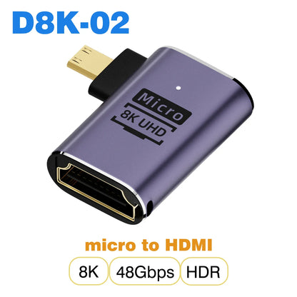 HDMI-Compatible Cable Adapter – Mini/Micro HDMI to HDMI 2.1 Converter, 48Gbps, 8K60Hz, 4K120Hz for PS4, PS5, Laptop, PC, Projector