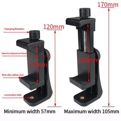Rotatable Tripod Phone Mount Holder with Standard Screw Adapter, Digital Camera Bracket, Compatible with iPhone and Most Cellphones