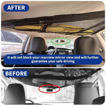 Triangular Car Roof Storage Net | Double-Layer Mesh Anti-Fall SUV Organizer for 2024