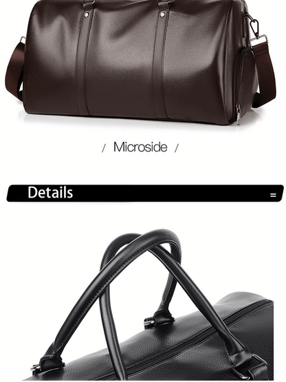 Retro Short Trip Bag – Large Capacity PU Waterproof Sports & Fitness Motorcycle Leisure Bag