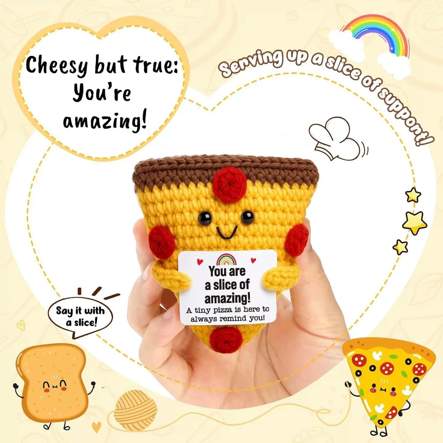 Positive Energy Crochet Doll — Handmade Knitted Plush Potato, Plant, Avocado, Bee & Animal Pocket Hug Emotional Support Gift