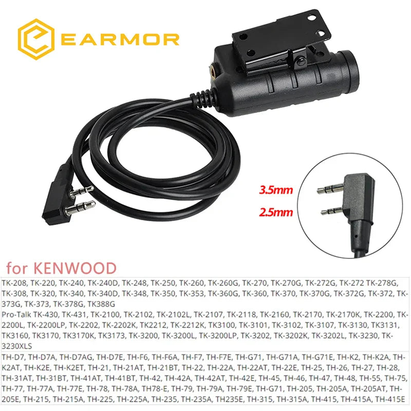 EARMOR M32 MOD4 Shooting Earmuffs – Tactical Noise Reduction Headset with Helmet ARC Rail & Kenwood PTT Adapter