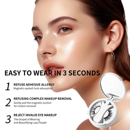 Brown Magnetic False Eyelashes – Natural, Lightweight Eye Makeup Set with Applicator & Carry Box