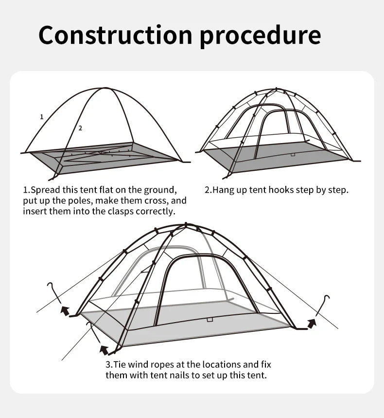 Naturehike 2024 New Camping Tent – Ultralight 2-Person Outdoor Tent, Large Space, Mosquito-Repellent, Quick Set for Beach & Hiking