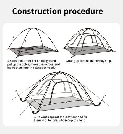 Naturehike 2024 New Camping Tent – Ultralight 2-Person Outdoor Tent, Large Space, Mosquito-Repellent, Quick Set for Beach & Hiking