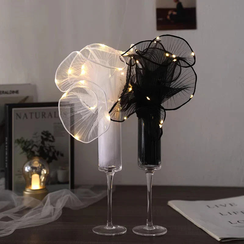 LED Flower Wrapping Paper – Lace Mesh Lighted Bouquet Packaging for Wedding, Birthday & Gift Decorations