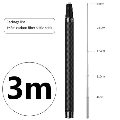 Carbon Fiber Invisible Selfie Stick 1.2m/3m – Bullet Time Rotating Tripod Handle for GoPro & Insta360 X4/X3/X2