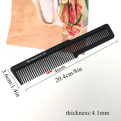 Black Flattop Hair Cutting Comb – Wide Tooth Professional Barber Hair Clipper & Salon Hairdressing Carbon Comb for Men