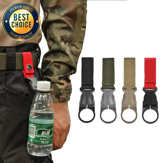Webbing Buckle Hook Water Bottle Holder Clip - Outdoor Military Nylon EDC Climb Carabiner - Convenient Backpack Hanger for Camping and Hiking