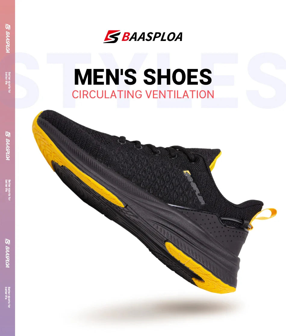 Baasploa Men’s Sport Shoes – Breathable Mesh Running & Casual Sneakers, Non-Slip Comfortable Outdoor Walking Shoes