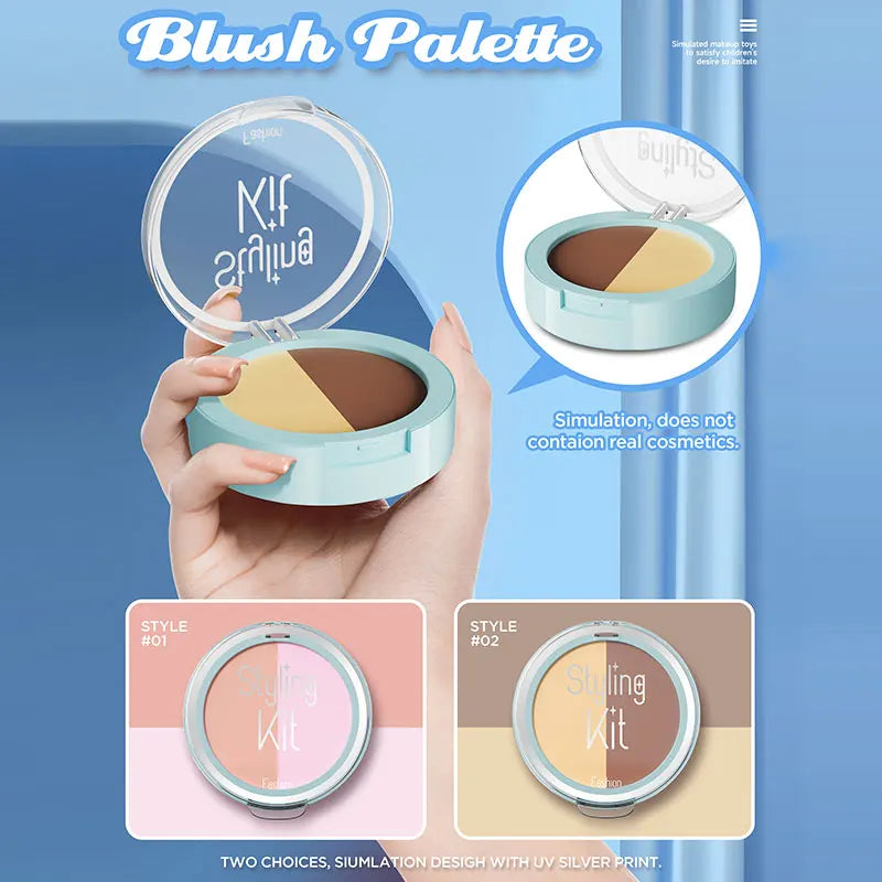 Pretend Makeup Playset, 10 Piece Non-Toxic Toy Cosmetics Set with Eyeshadow Palette, Lipstick, and Applicators (Not Real Makeup)