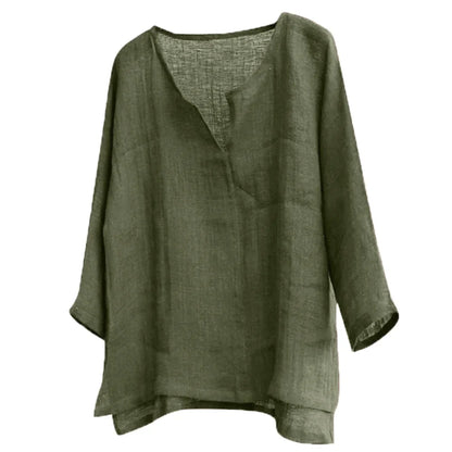 Men’s Loose Fit Long Sleeve Shirt - Solid Color Casual V-Neck Spring & Summer Top S-5XL