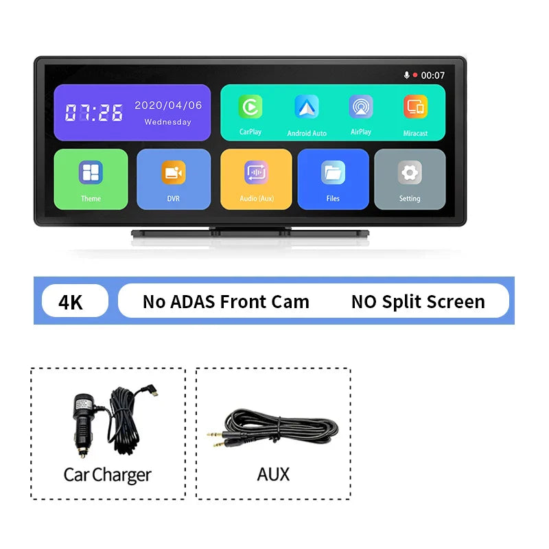 11.3" Imagebon H50 Dash Cam — 4K, 3-Channel, ADAS, Wireless CarPlay & Android Auto, Time-Lapse & 24H Parking Monitor Black Box