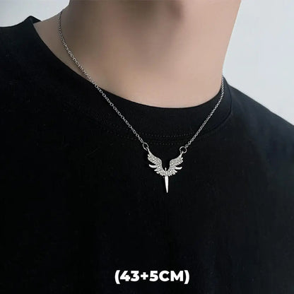Hip Hop Zircon Star Double Layer Necklace - Titanium Steel Pendant Chain for Men & Women, Unisex Trendy Jewelry