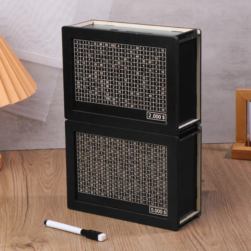 USD Black Reusable Piggy Bank with Money Goal Counter - DIY Savings Box to Build Good Habits