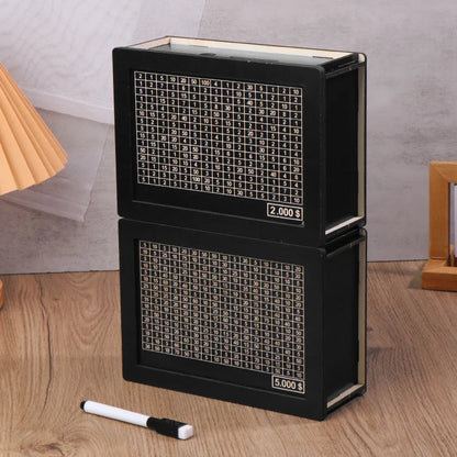USD Black Reusable Piggy Bank with Money Goal Counter - DIY Savings Box to Build Good Habits
