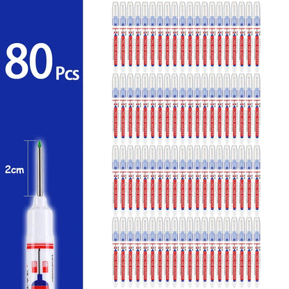 2cm Waterproof Deep Hole Marker Pen - Long Head Carpenter Markers for Metal Woodworking Tools 4-80pcs