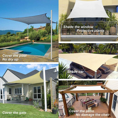 Outdoor Waterproof Sun Shade Sail – Rectangle Canvas Awning for Garden, Terrace, Pool & Car Sun-Shelter