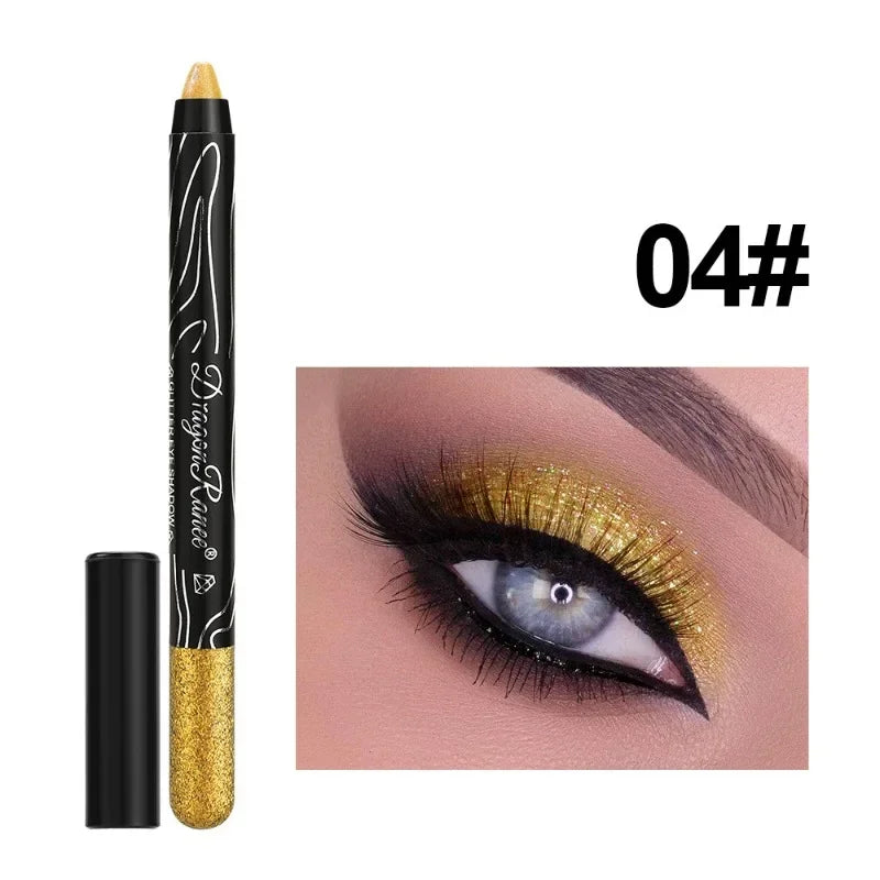 Shiny Pearlescent Highlighter Eyeshadow Pencil – Waterproof Glitter Eyeliner Gel Pen for Long-Lasting Makeup