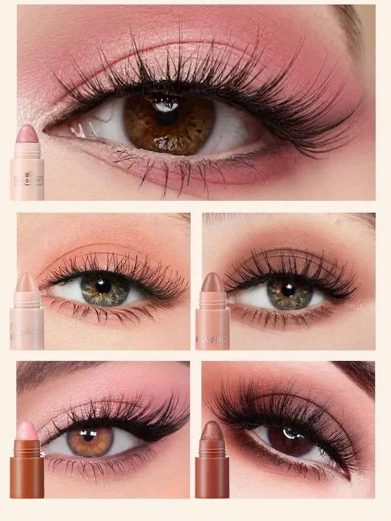 5-in-1 Eyeshadow Pencil Kit – Velvet Matte, Pigment, Shimmer & Highlight Makeup Combination in Pink & Brown Mini Eye Shadow Pen