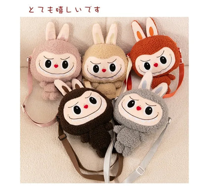 30cm Labubu Cartoon Cute Doll Backpack – Shoulder Crossbody Toy Pouch for Outdoor Travel, Christmas Gift
